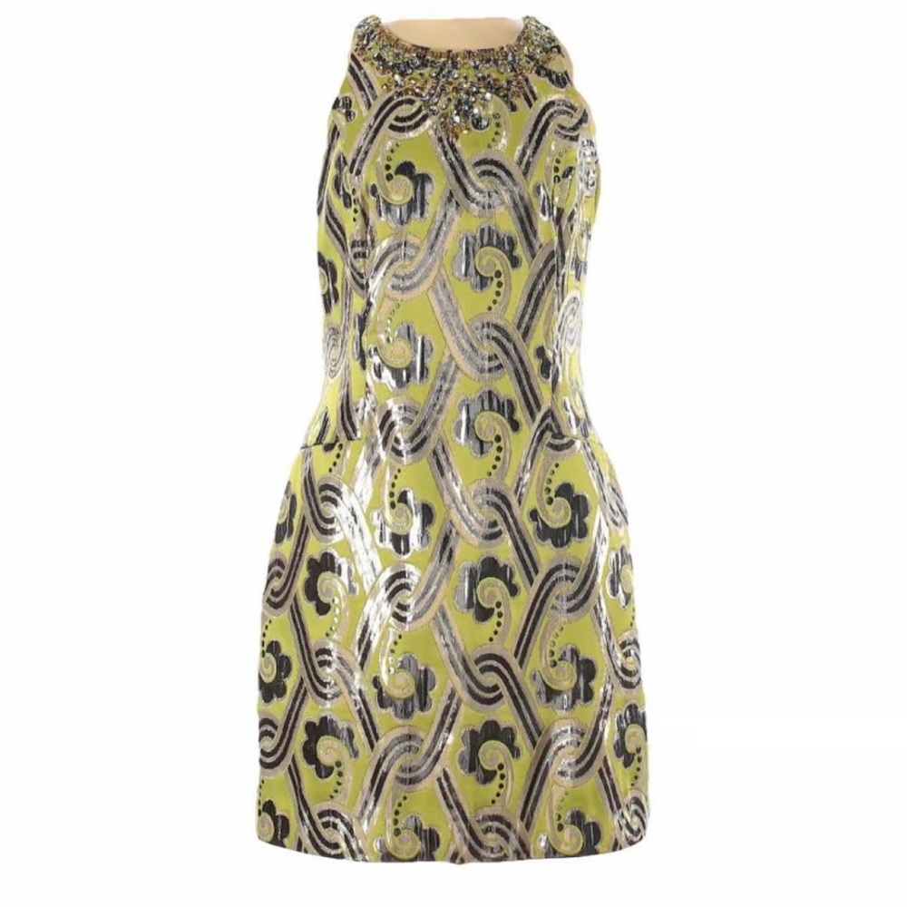 Lilly Pulitzer Metallic Green Vintage Brocade Dress